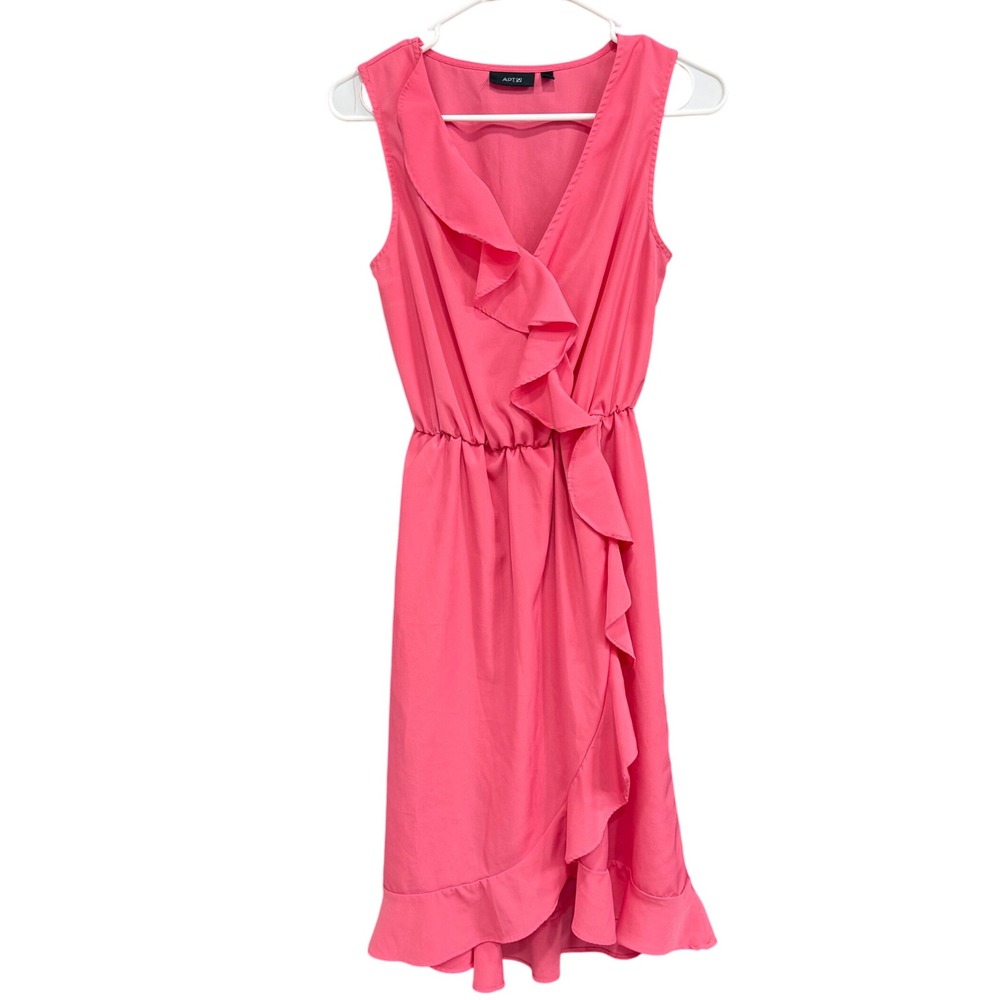 Apt 9 Pink‎ Ruffle Dress Sleeveless V Neck XS Casual Summer Party Vacation